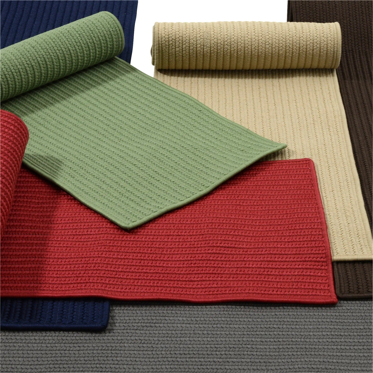 Runner Rug: Braided Weave, Sage Green and Sand Beige Mats