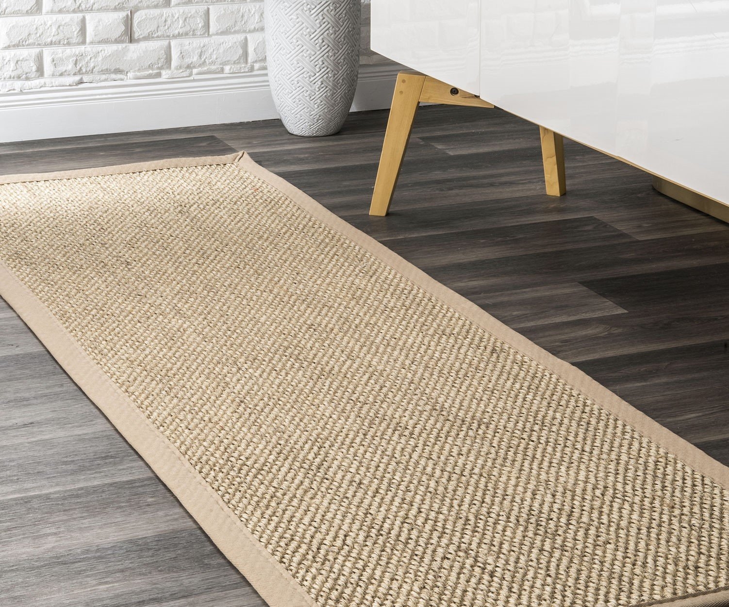 Runner Rug: Fabric Binding, Natural Sisal Jute Mudroom Floor