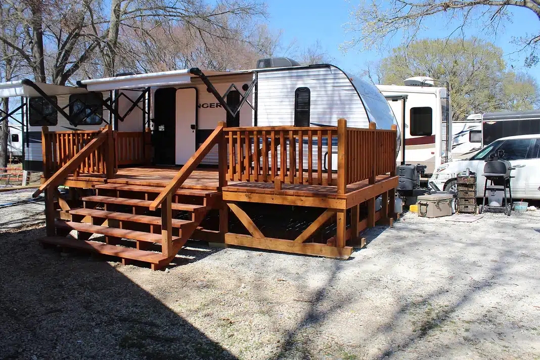 RV Deck - Wide Steps Portable Wood Structure