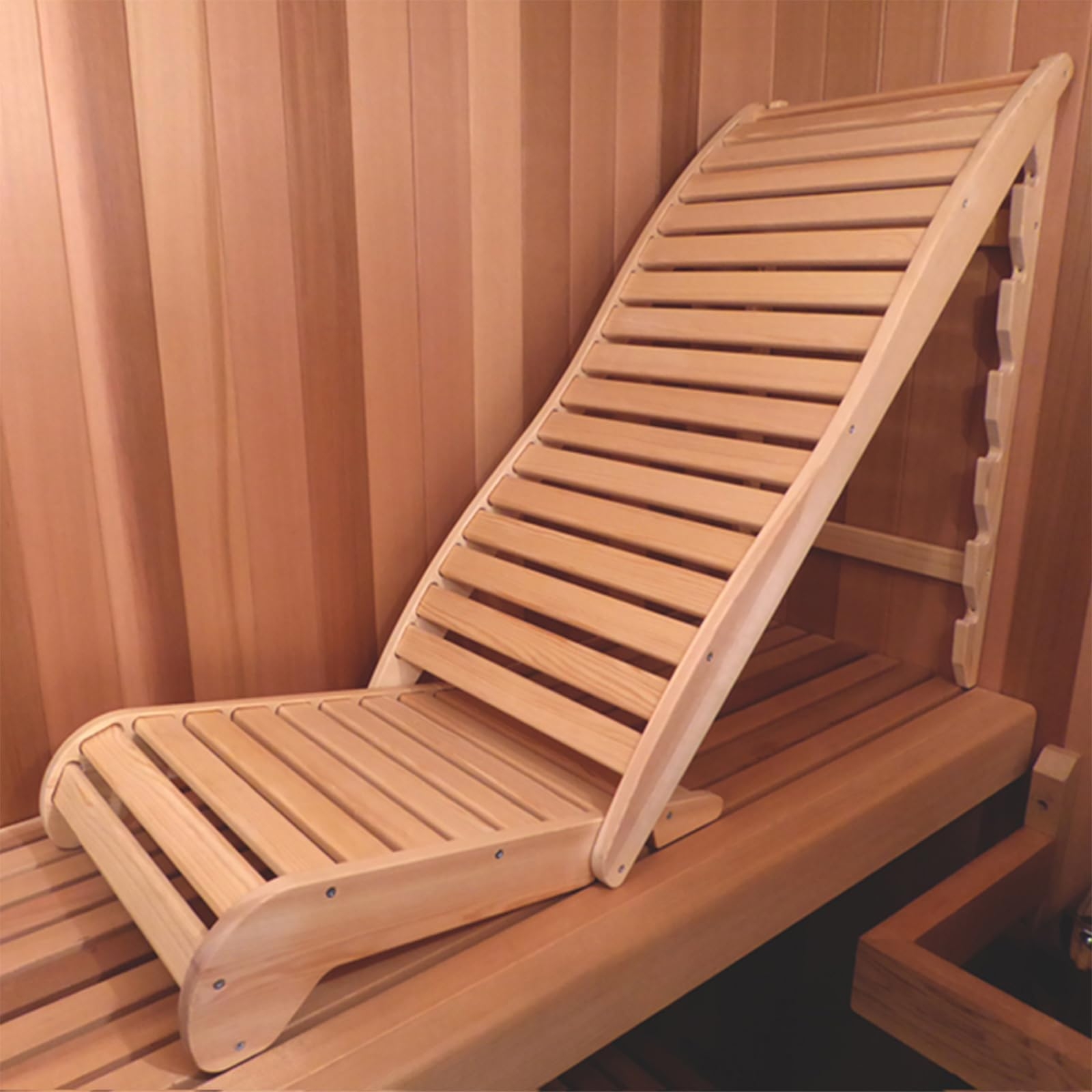 Sauna Chair: Notched Adjustable Backrest Cedar Lounger