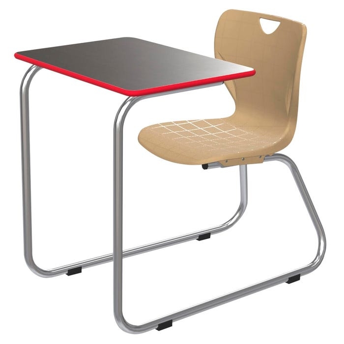 School Desk Combo with Red Edge Trim and Sled Base
