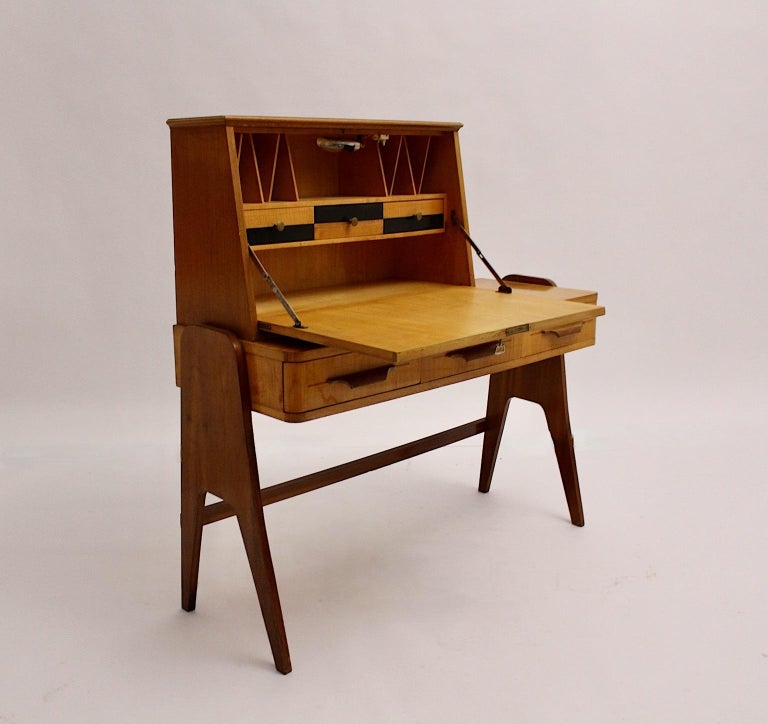 Secretary Desk featuring V-Shaped Dividers and Walnut Finish