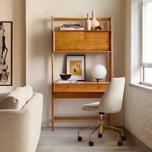 Secretary Desk: Ladder Style Frame Wall Mounted Workspace