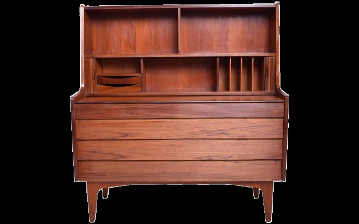 Secretary Desk: Pigeonhole Slots Danish Modern Office Storage