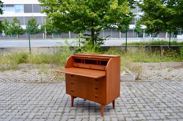 Secretary Desk with Cylinder Profile and Tapered Leg Frame