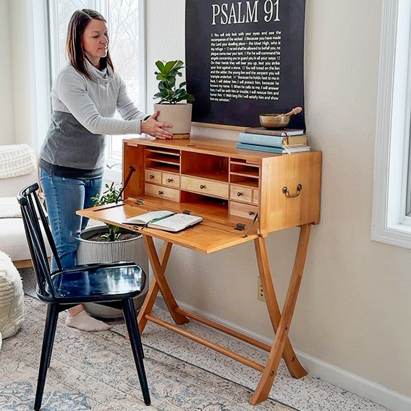 Secretary Desk: X Frame Legs Farmhouse Storage Organizer