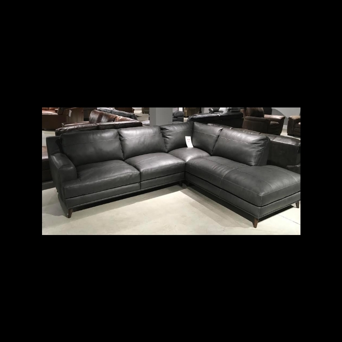 Sectional Chaise: Caruso Slate Tapered Leg Mid Century Chaise Sofa