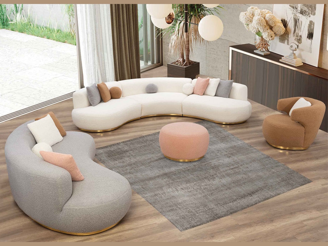 Sectional Living Room Set with Metallic Trim Bases