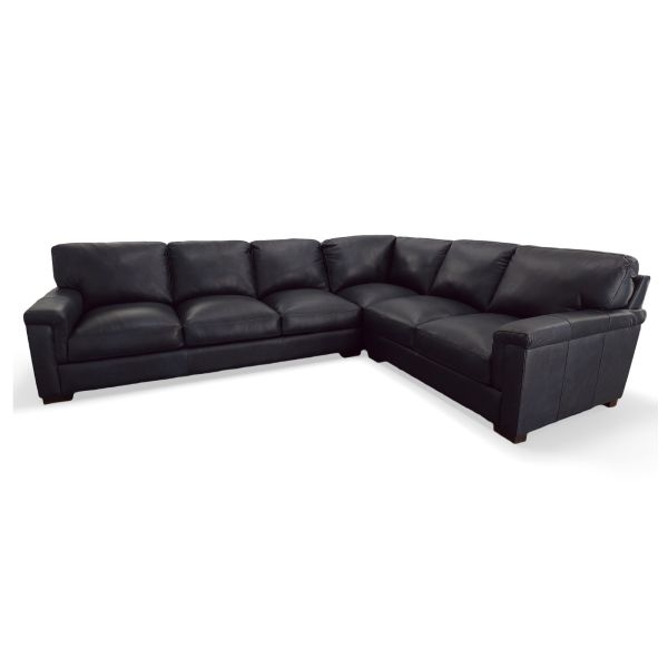 Sectional Sofa: Admiral Blue Leather Left Facing Admiral Blue Sectional
