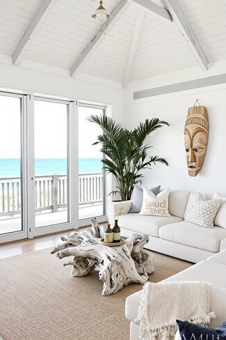 Sectional Sofa Driftwood Coffee Table and organic modern beach house