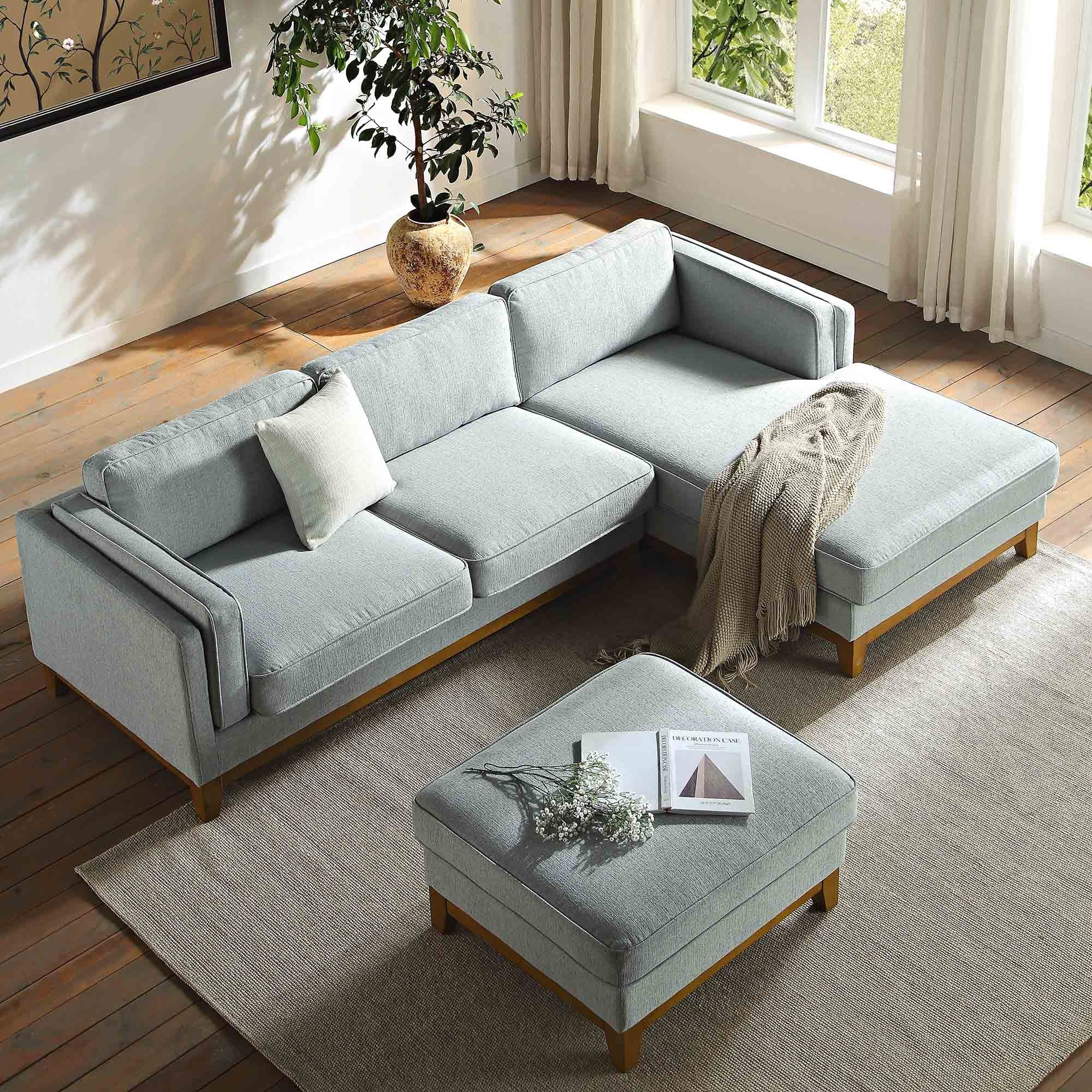 Sectional Sofa: Grande Chaise and Tapered Wood Legs