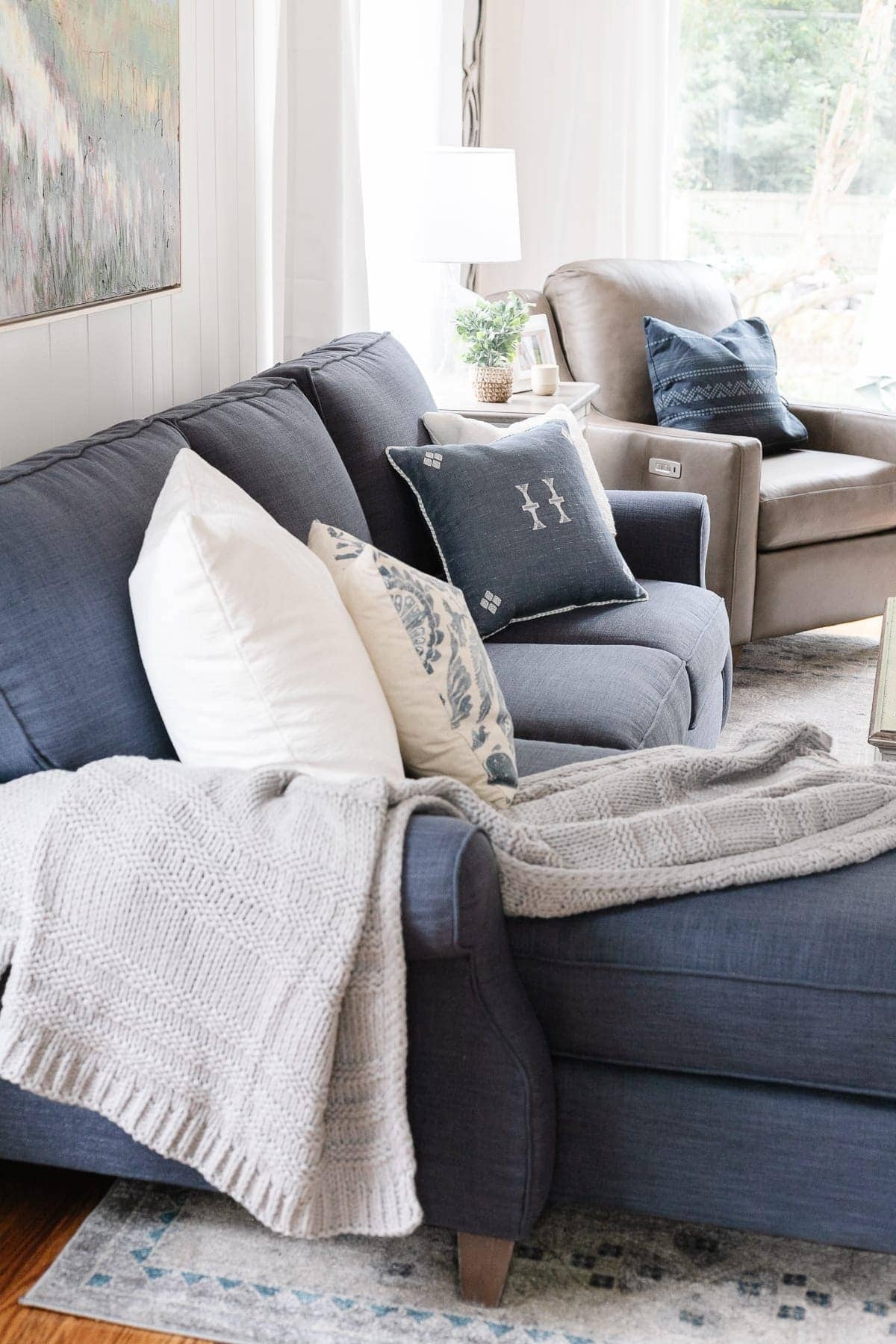 Sectional Sofa in Navy Upholstery Navy Blue Sectional Styling