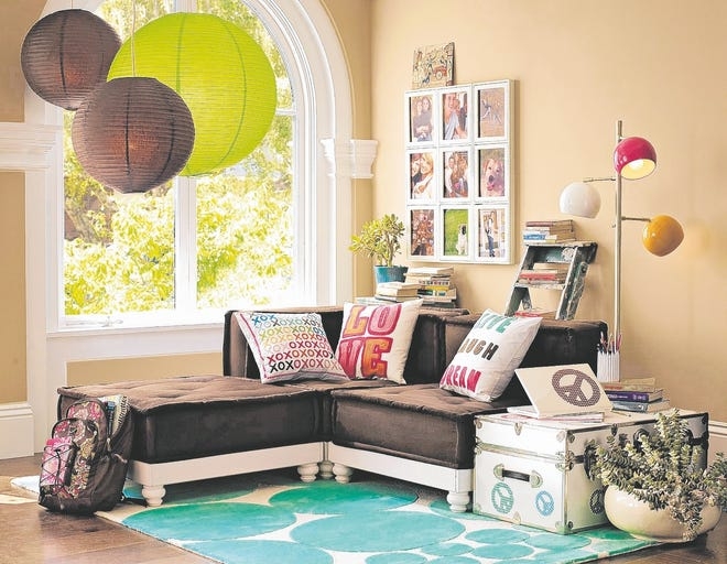 Sectional Sofa Low Profile Tufted Seat Lime Green Paper Lanterns