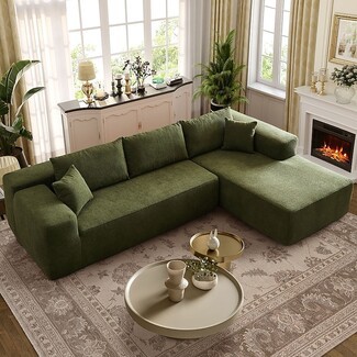 Sectional Sofa Moss Green Right Chaise Cloud Couch