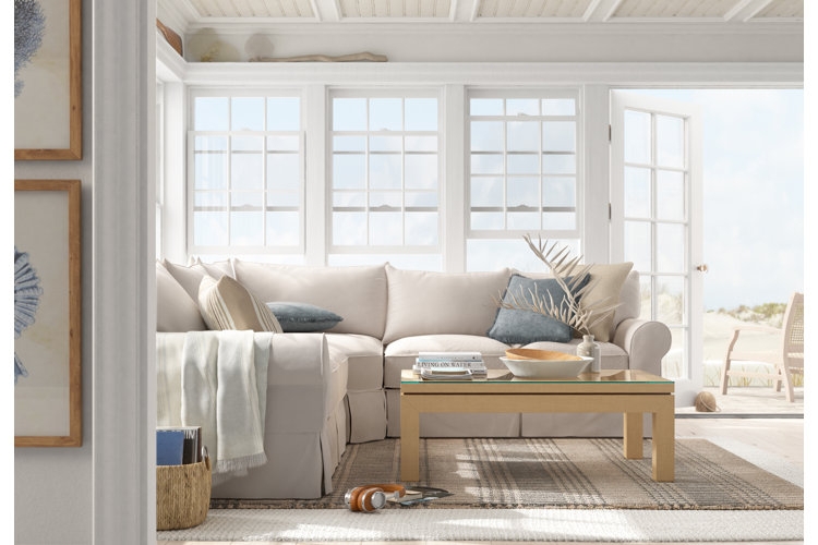 Sectional Sofa Multi-Pane Windows and slipcovered sectional styling