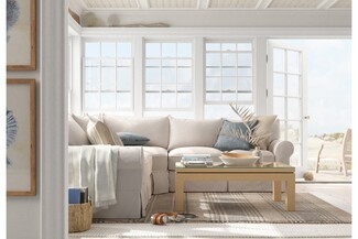Sectional Sofa Multi-Pane Windows and slipcovered sectional styling