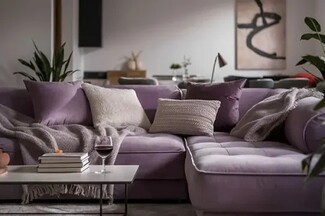 Sectional Sofa Muted Purple with Tufted Seat Design