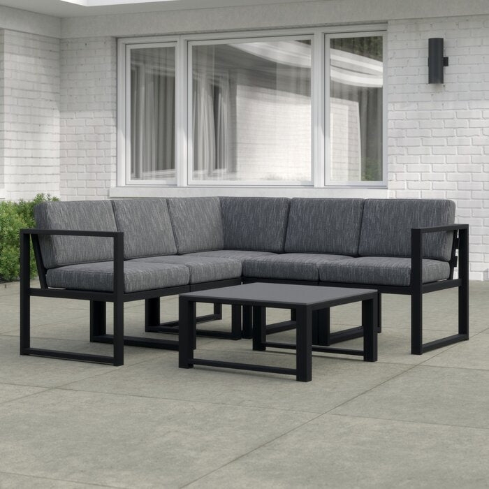 Sectional Sofa Set Charcoal Heathered Iron Frame