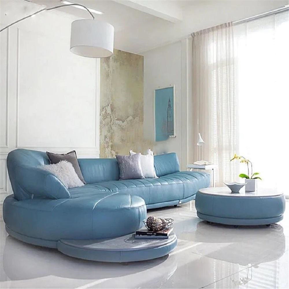 Sectional Sofa Sky Blue Curved Silhouette Lounge