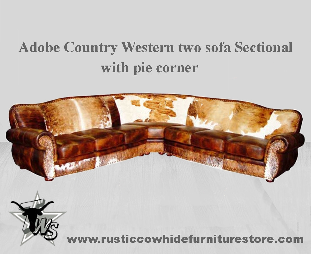 Sectional Sofa with Pie Corner Wedge and Hide Inlays