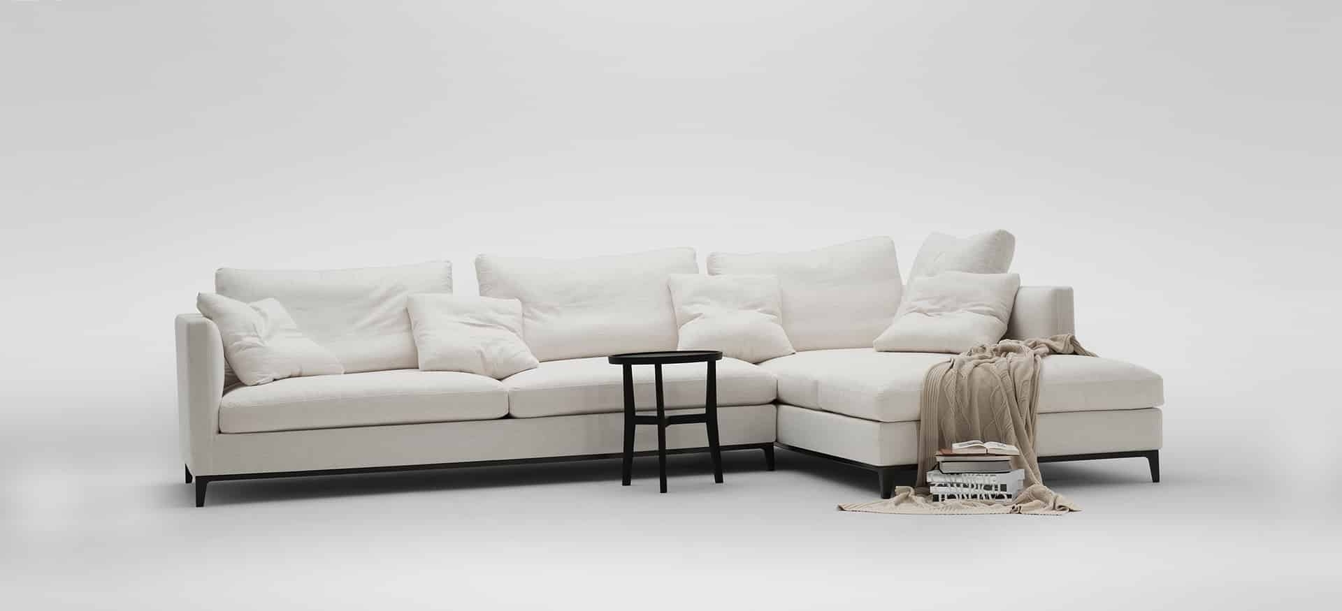 Sectional Sofa with Slim Tapered Legs and Loose Cushion Back