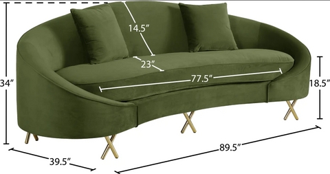 Serpentine Sofa Earthy Velvet Gold X-Frame Leg Couch