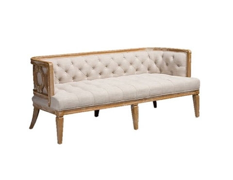 Settee Open Work Arms Whitewashed Distressed Cream Sofa