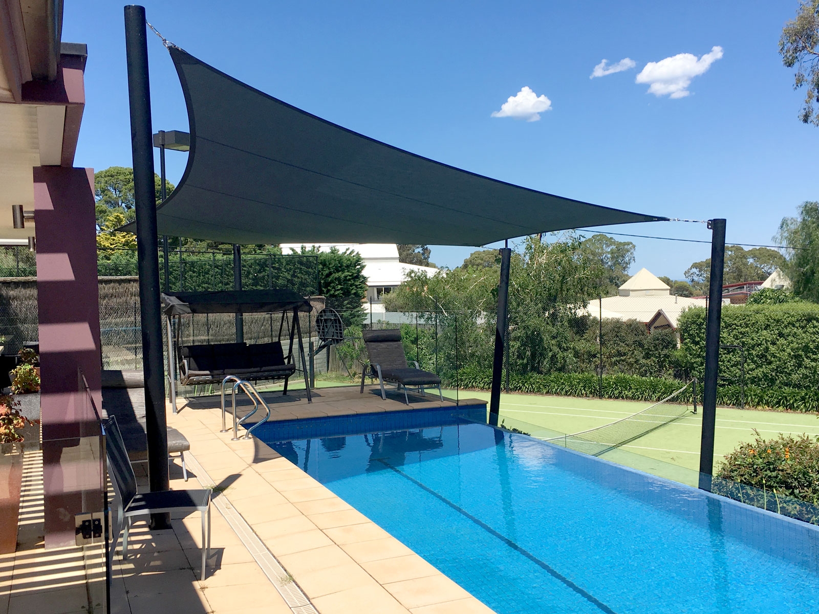 Shade Sail Charcoal Tension Contemporary Pool Shade Sail