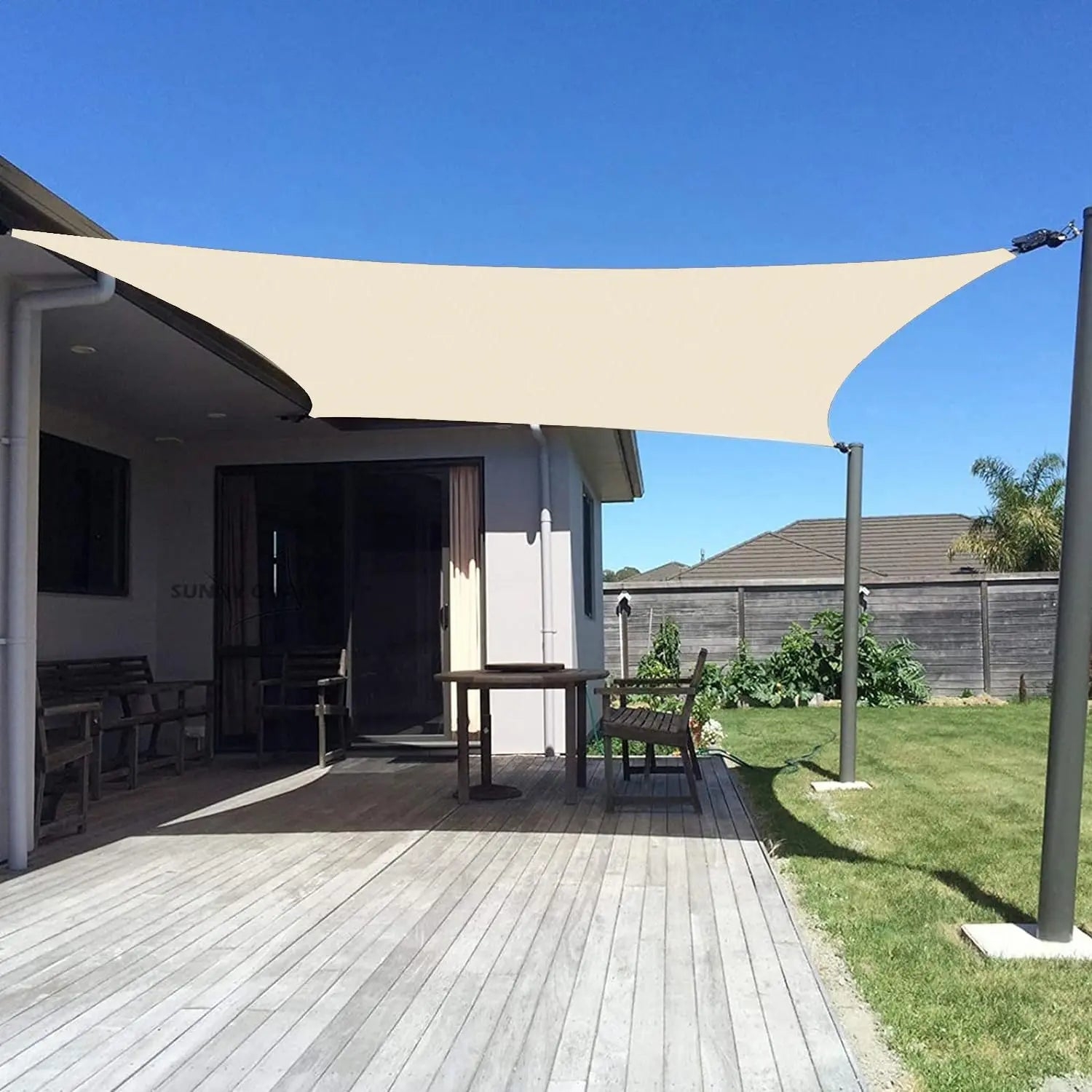 Shade Sail: Cream Rectangle Patio Canopy with Tension Mounting