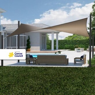 Shade Sail: Hyperbolic Twist Tan Modern Patio Shade Sail Design