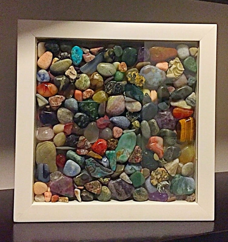 Shadow Box with Multicolor Gemstone Fill for Wall Art