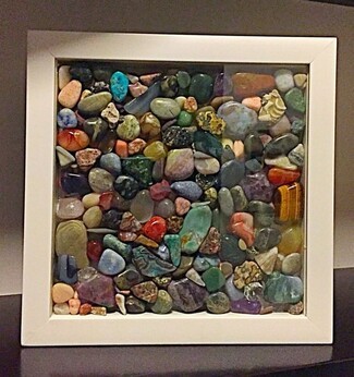 Shadow Box with Multicolor Gemstone Fill for Wall Art