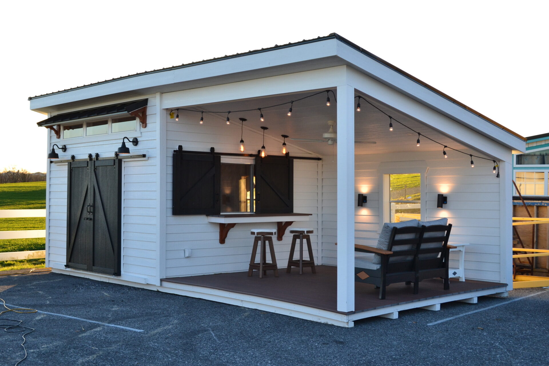 Shed Bar Conversion Pass-Through Window and Porch