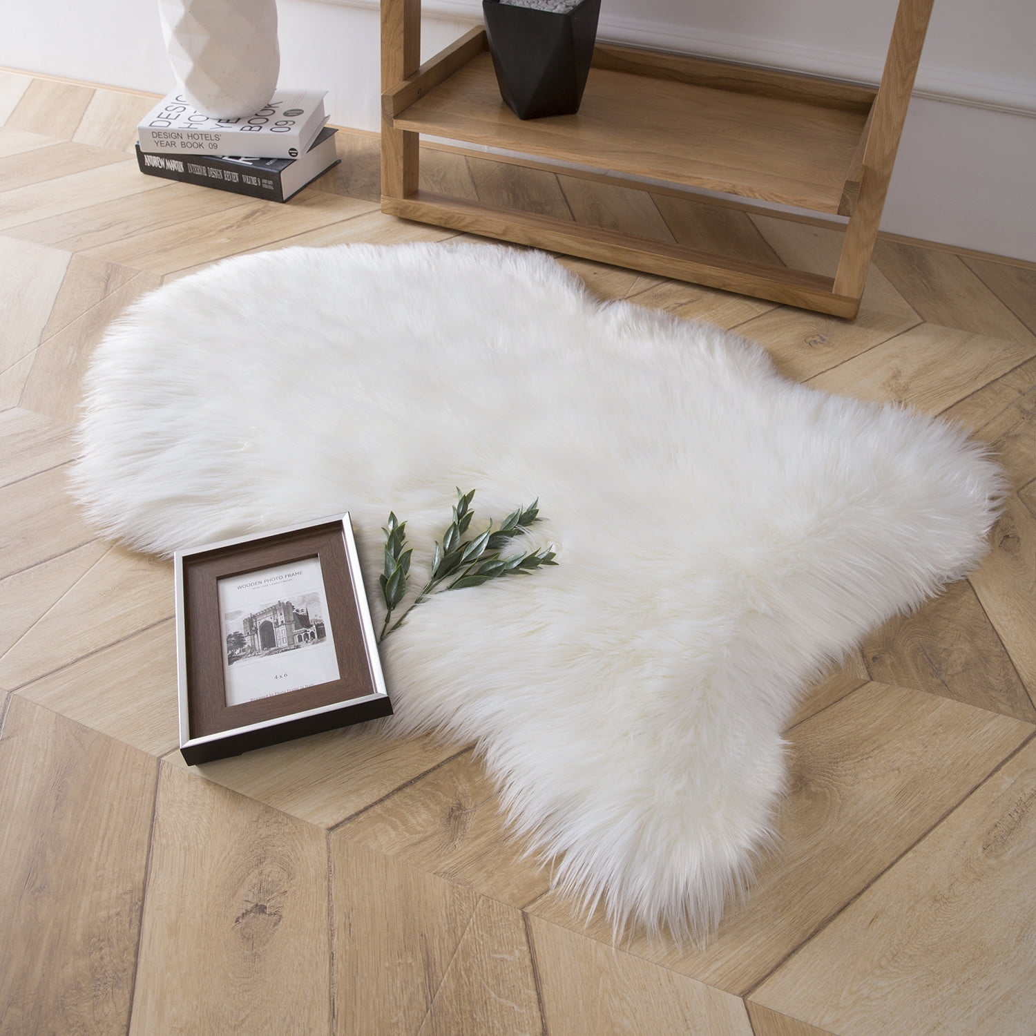 Sheepskin Rug: Asymmetrical Pelt Area Rug Faux Shaggy