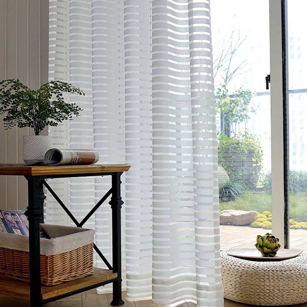Sheer Curtains: Ivory Industrial Metal Semi Sheer Panels