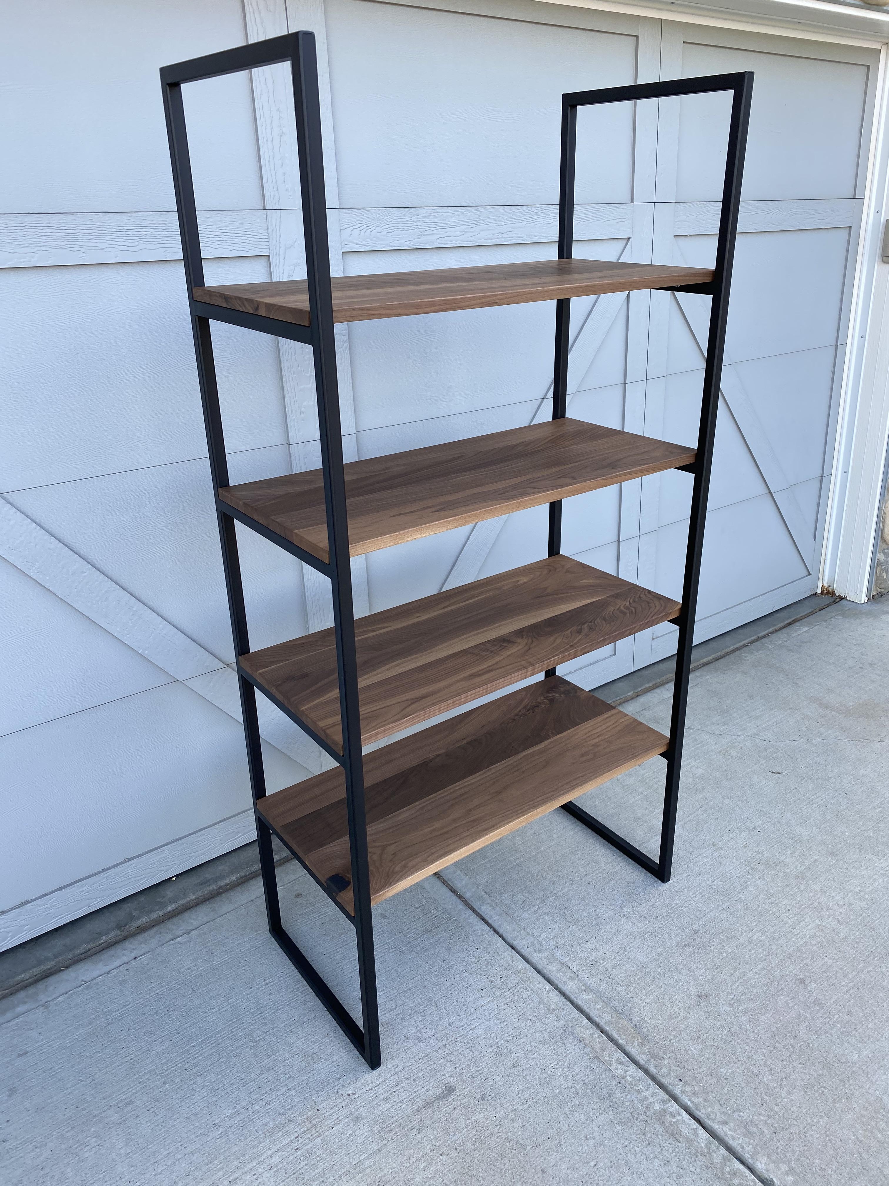 Shelving Unit Walnut Shelves Modern Open Display Furniture
