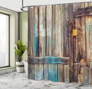 Shower Curtain Aged Wood Print Rustic Wood Shower Curtain