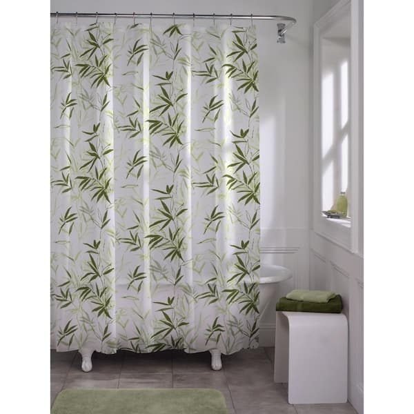 Shower Curtain Bamboo Leaf Pattern Zen Bathroom Decor Ideas