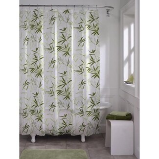 Shower Curtain Bamboo Leaf Pattern Zen Bathroom Decor Ideas