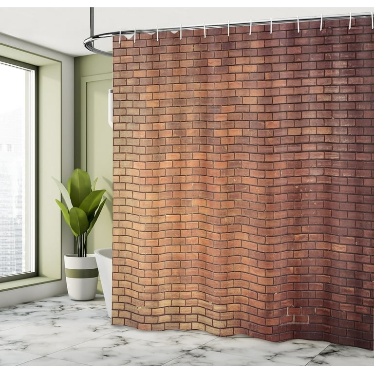 Shower Curtain Earth Tones Brick Pattern Rustic Brick Shower Curtain
