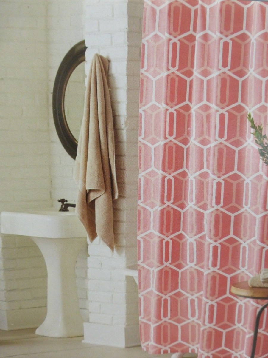 Shower Curtain Hexagonal Lattice Geo Pattern Fabric
