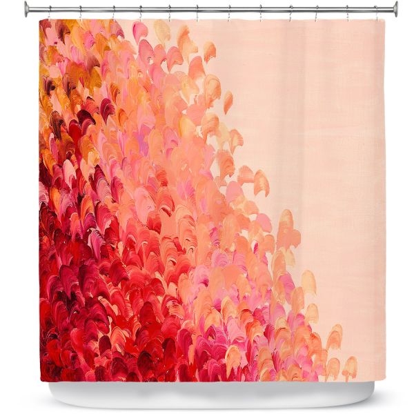 Shower Curtain Impasto Brushstrokes Pink Ombre Art