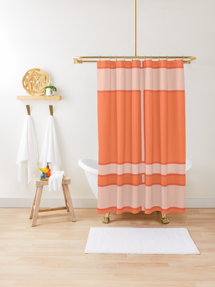 Shower Curtain Living Tonal Blocks Vertical Accent