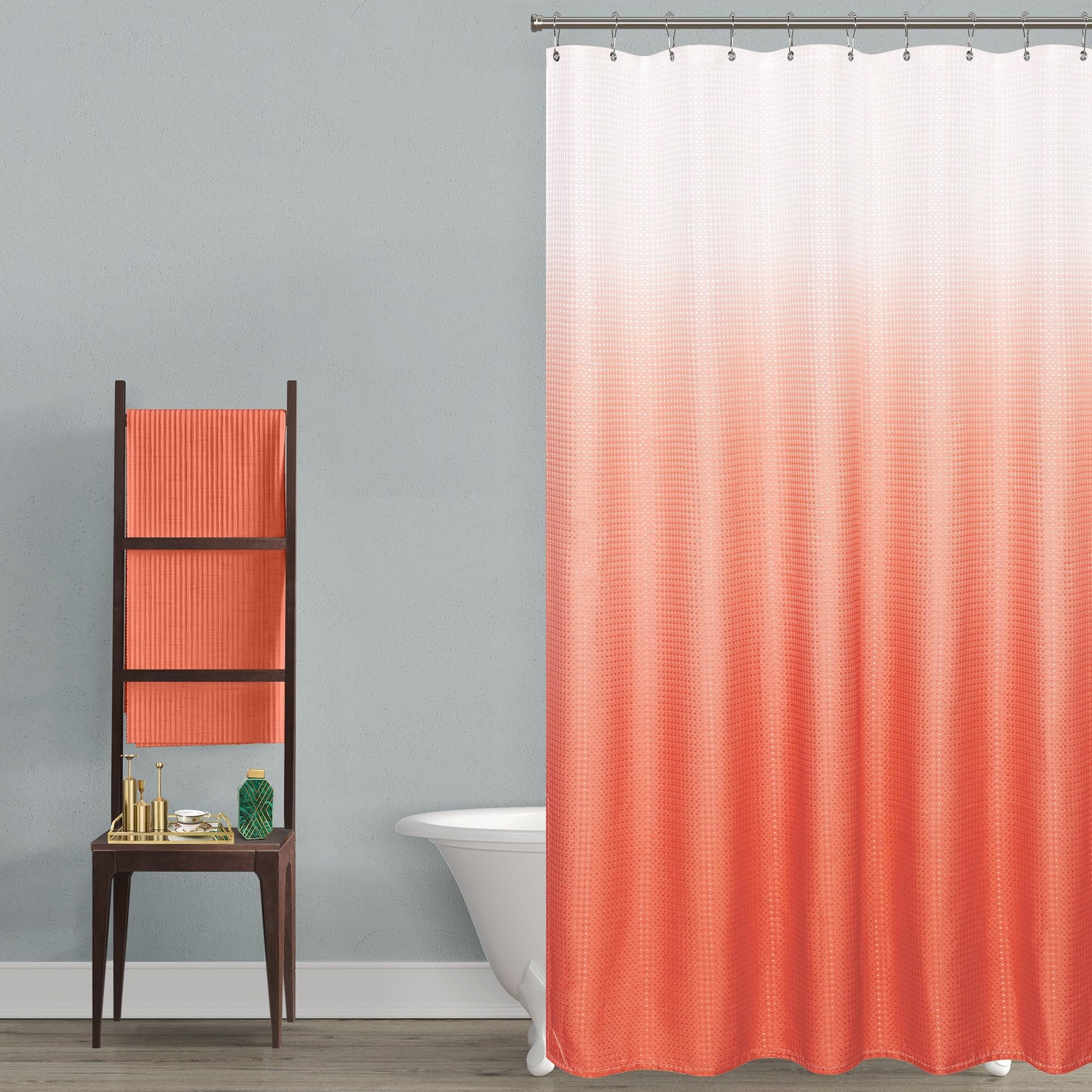 Coral Color Shower Curtain