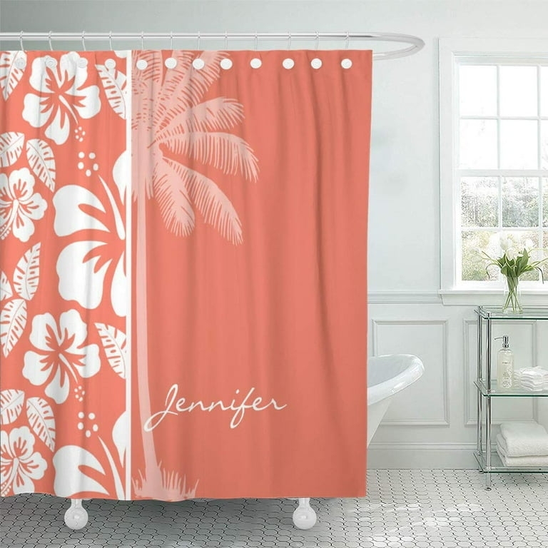 Shower Curtain Personalized Hibiscus Tropical Pattern