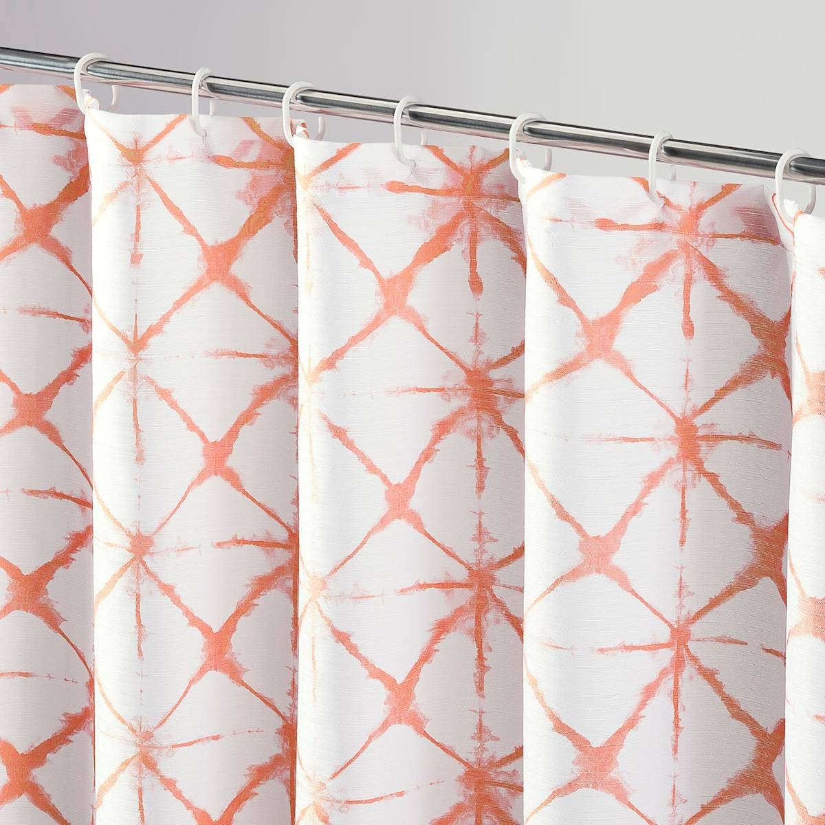 Shower Curtain Salmon Shibori Diamond Grid Geometric