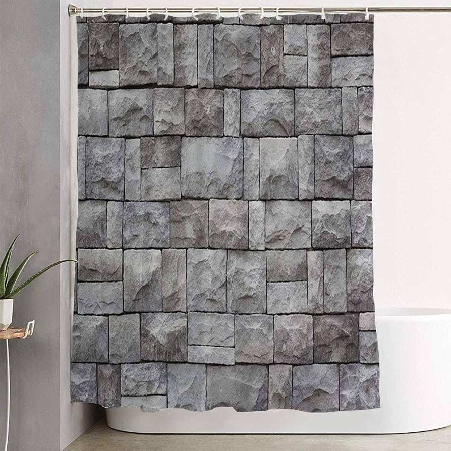 Shower Curtain Stone Wall Texture Faux Stone Shower Curtain