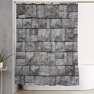 Shower Curtain Stone Wall Texture Faux Stone Shower Curtain