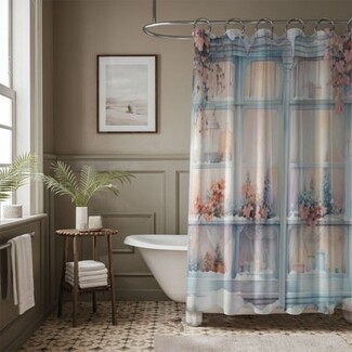 Shower Curtain Winter Window Pattern Winter Window Shower Curtain