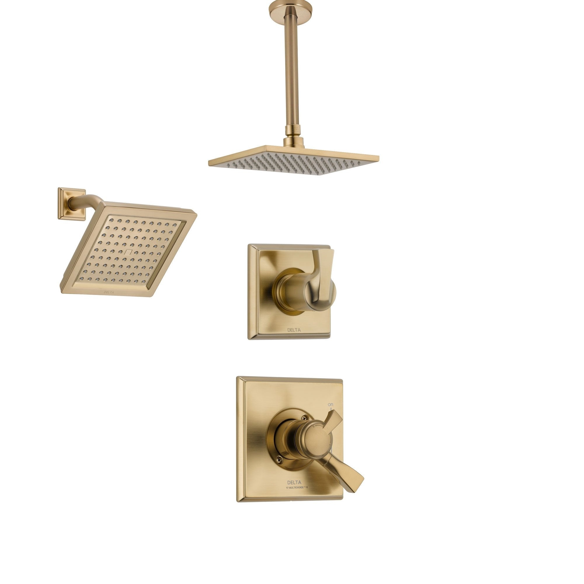 Shower System Square Geometry Dual Head Luxury Rain Shower Kit